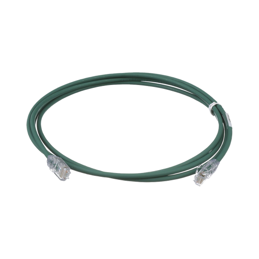 Cable de Parcheo UTP Cat6A, CM/LSZH, Diámetro Reducido (28AWG), Color Verde, 3 ft