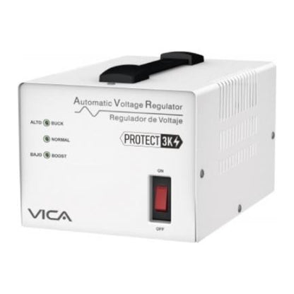 Regulador Automatico De Voltaje Vica Protect 3k 3000va / 1800w, 4 Tomas Nema 5-15r Reguladas Y Con Supresor De Picos, 3 AÑos De Garantia