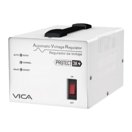 Regulador Automatico De Voltaje Vica Protect 3k 3000va / 1800w, 4 Tomas Nema 5-15r Reguladas Y Con Supresor De Picos, 3 AÑos De Garantia