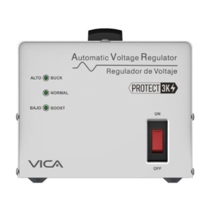 Regulador Automatico De Voltaje Vica Protect 3k 3000va / 1800w, 4 Tomas Nema 5-15r Reguladas Y Con Supresor De Picos, 3 AÑos De Garantia