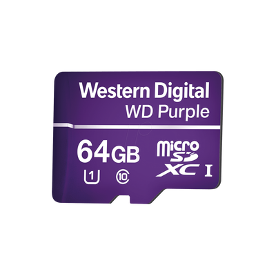 Memoria Microsd De 64gb Purple, Especializada Para Videovigilancia, 10 Veces Mayor DuraciÓn, 3 AÑos De Garantia