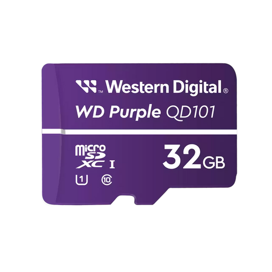 Memoria Wd Purple Sc Qd101 Micro Sdhc 32gb Videovigilancia 24/7 Clase 10 U1 Lect 50mb/s Esc 40mb/s Wdd032g1p0c