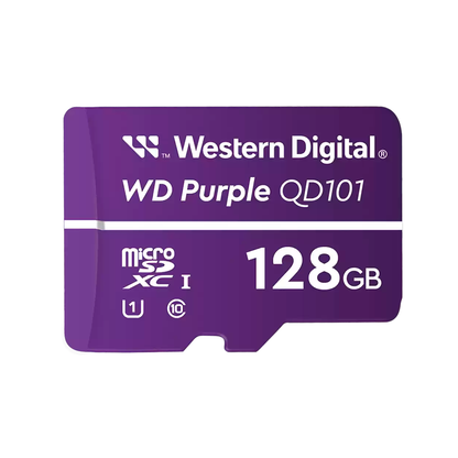 Memoria Wd Purple Sc Qd101 Micro Sdxc 128gb Videovigilancia 24/7 Clase 10 U1 Lect 50mb/s Esc 40mb/s Wdd128g1p0c