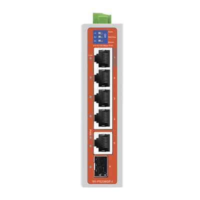 Switch Industrial / 4 Puertos 10/100 Mbps Con Poe 802.3af/at / 2 Puertos Uplink Gigabit (1 Rj45 - 1 Sfp) / Poe Hasta 250 M