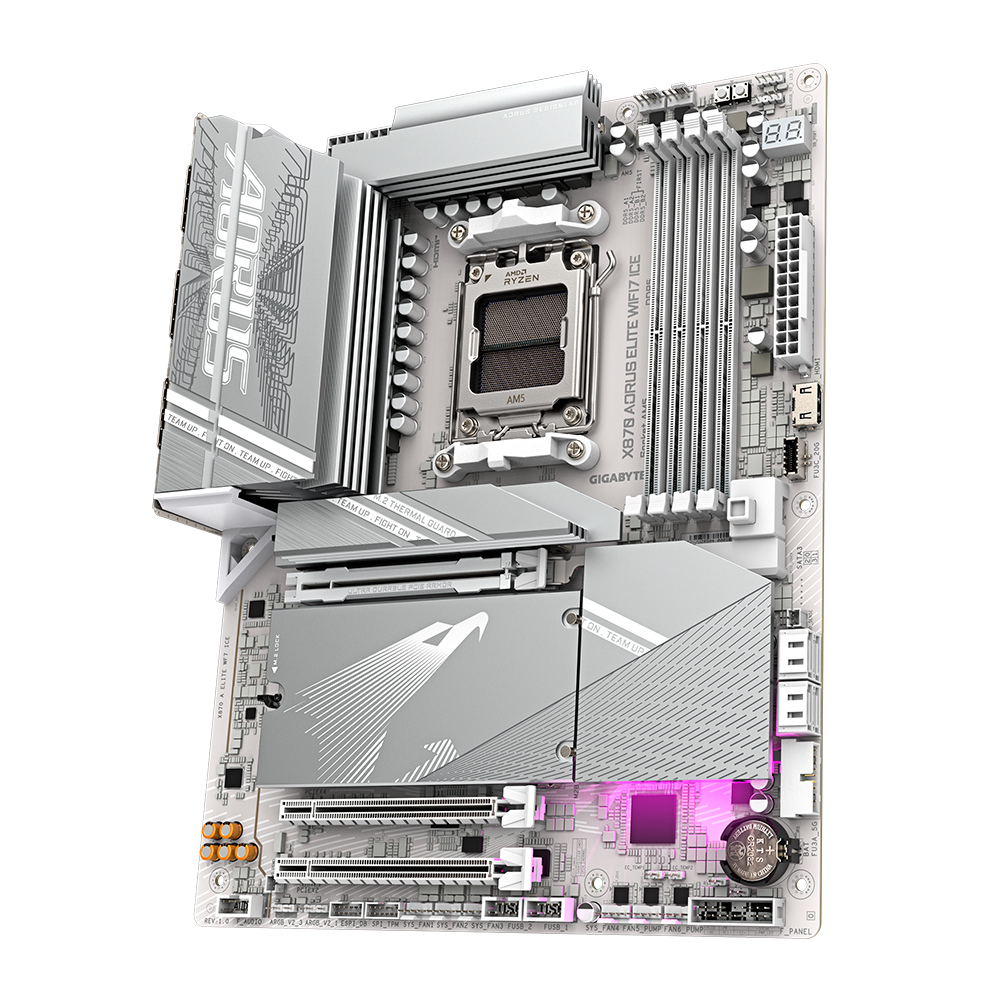 Tarjeta Madre Gigabyte X870 A Elite Wf7 Ice / Socket Am5 / Ddr5 X4 8200 Mt/s / Wifi 7 / Bt 5.4 / Pcie X16 5.0 / M.2 / Atx / Gamer