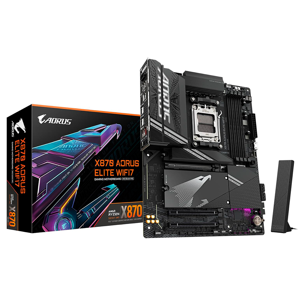 Tarjeta Madre Gigabyte X870 A Elite Wifi7 / Socket Am5 / Ddr5 8200 Mt/s / Wifi 7 / Bt 5.4 / Pcie X16 5.0 / M.2 / Atx / Gamer