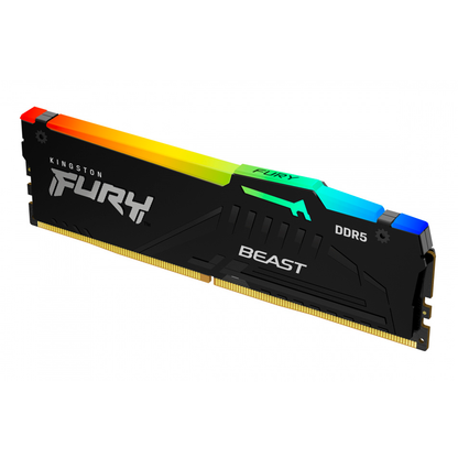 Memoria Ram Kingston Dimm Ddr5 8gb 5600mt/s Fury Beast Black Xmp Rgb Cl40 288pin 1.25v C/disipador De Calor P/pc/gamer/alto Rendimiento Kf556c40bba-8