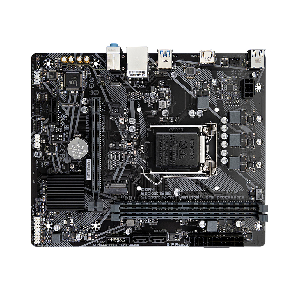 Mb Gigabyte H510m K V2 Intel S-1200 11a Gen/2xddr4 3200mhz/pcie 3.0/hdmi/4xusb 3.1/m.2/micro Atx/gama Basica