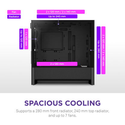 Gabinete Nzxt H3 Flow /negro / Vidrio Templado / Mini Torre/ Micro-atx /gamer