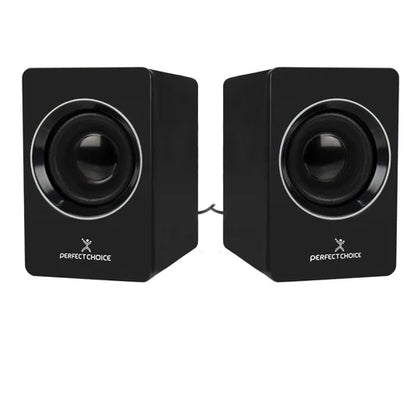 Bocinas Para Computadora Sonido Estereo 2.0 Conector Usb Y 3.5mm Control De Volumen Perfect Choice Mosso - Negro