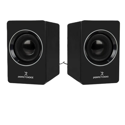 Bocinas Para Computadora Sonido Estereo 2.0 Conector Usb Y 3.5mm Control De Volumen Perfect Choice Mosso - Negro
