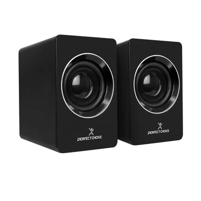 Bocinas Para Computadora Sonido Estereo 2.0 Conector Usb Y 3.5mm Control De Volumen Perfect Choice Mosso - Negro