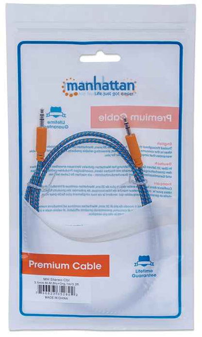 Cable Audio,manhattan,352802, Estereo 3.5mm M-m 1.0m Textil Azul/naranja
