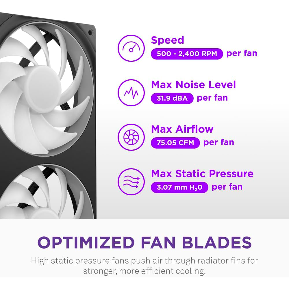 Disipador De Enfriamiento Liquido Nzxt Kraken Core 360mm Aio Rgb Cap Rgb Core Fan Black