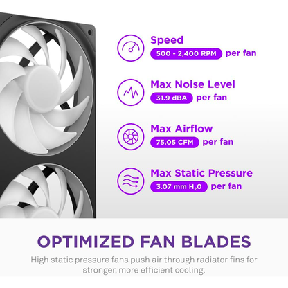 Disipador De Enfriamiento Liquido Nzxt Kraken Core 360mm Aio Rgb Cap Rgb Core Fan Black