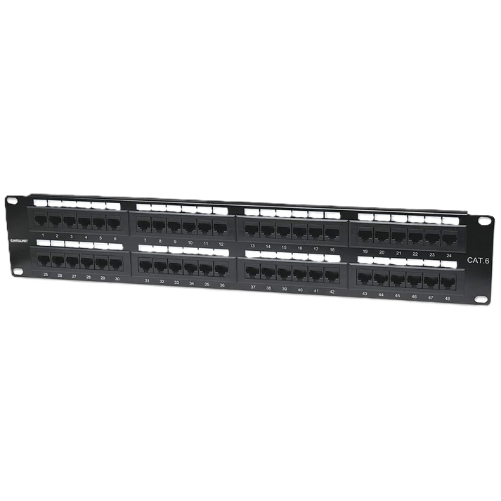 Panel Parcheo,intellinet,560283, Cat 6, 48 Ptos 2 Niv. Rack