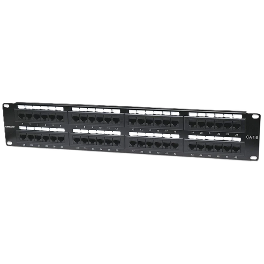 Panel Parcheo,intellinet,560283, Cat 6, 48 Ptos 2 Niv. Rack