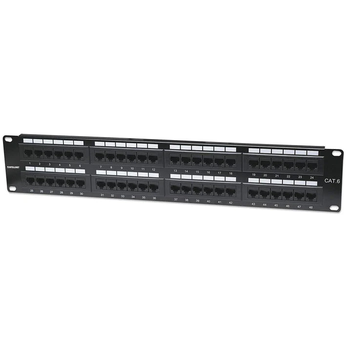 Panel Parcheo,intellinet,560283, Cat 6, 48 Ptos 2 Niv. Rack