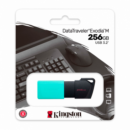 Memoria Flash Usb Kingston Data Traveler Exodia M 256gb Gen 1 3.2 Gen 1 C/tapa Mvil Negro Verde Ocean Dtxm/256gb