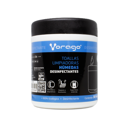 Toallas Humedas Desinfectantes Vorago Cln-107 Bote 30pz
