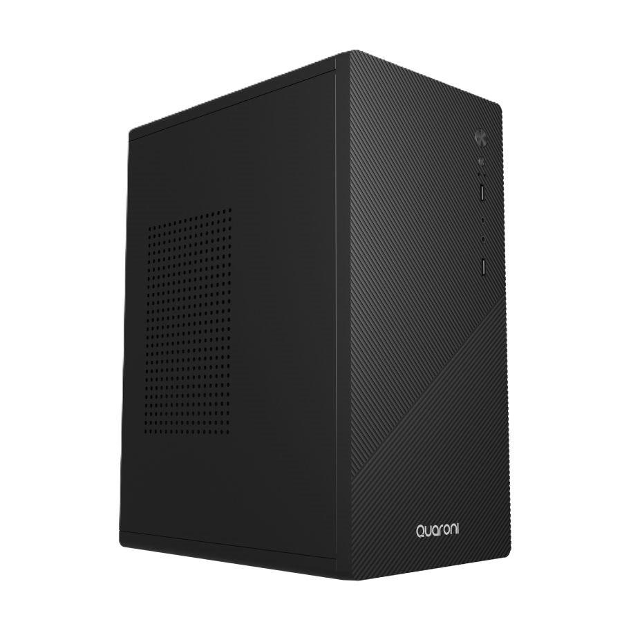 Gabinete Micro Torre Quaroni Micro Atx, Mini Itx / 2usb 2.0 / Front Zigzag/ Fuente 500 W/1 Ventilador Incluido/negro