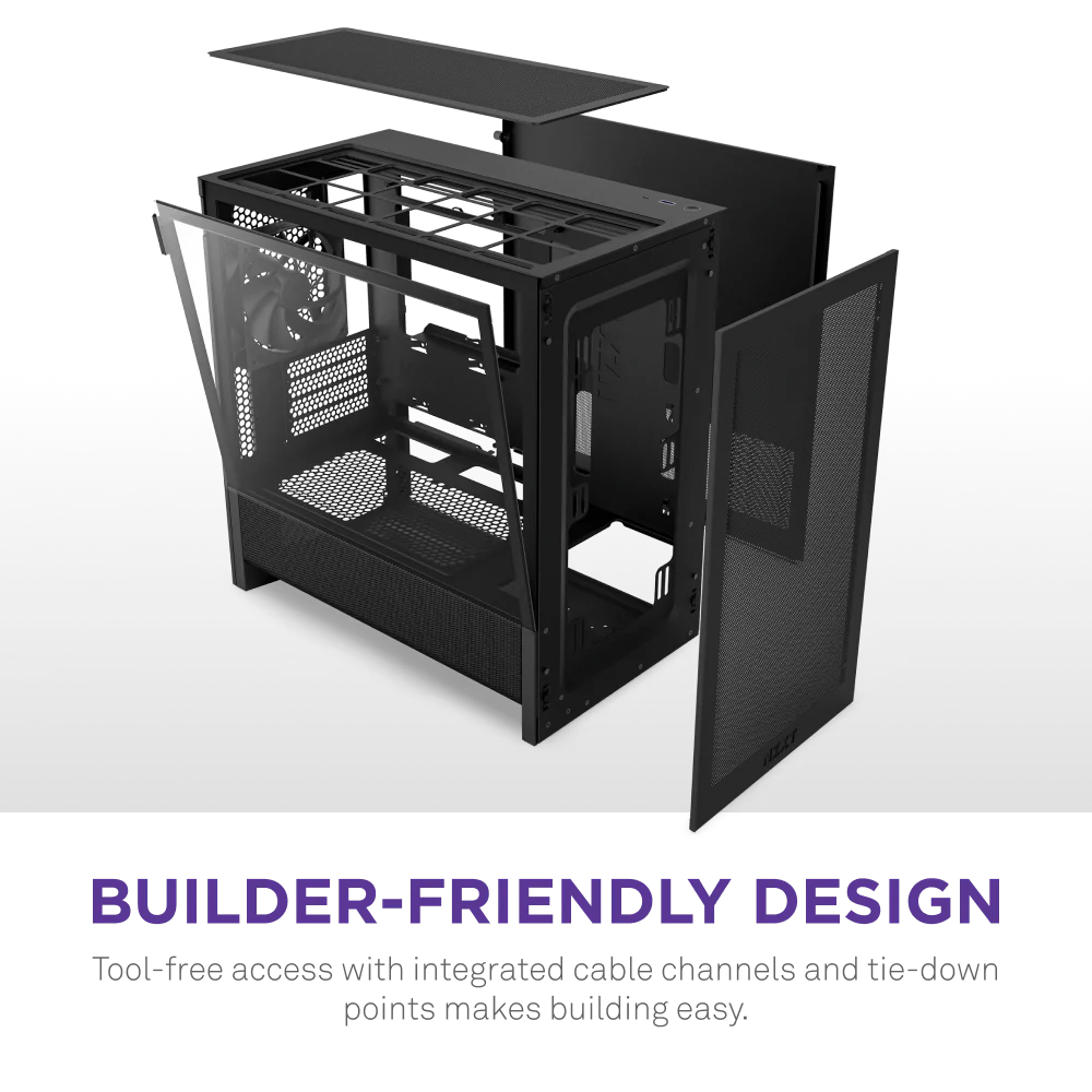 Gabinete Nzxt H3 Flow /negro / Vidrio Templado / Mini Torre/ Micro-atx /gamer