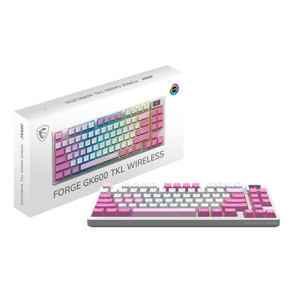 Teclado InalÁmbrico Msi Forge Gk600 Tkl W Violet Us InalÁmbrico / Bluetooth / Usb 2.0 / Rgb