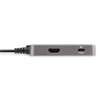 Adaptador Startech.com Multipuertos Usb C - Usb-c A Hdmi 2.0 4k 60hz, Pd Con Paso De 100w - Hub Usb De 3 Puertos De 10gbps - Mini Docking Station Usb Tipo C Portatil - Cable De 25cm