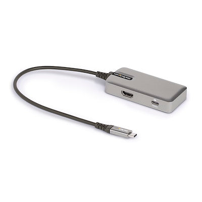 Adaptador Startech.com Multipuertos Usb C - Usb-c A Hdmi 2.0 4k 60hz, Pd Con Paso De 100w - Hub Usb De 3 Puertos De 10gbps - Mini Docking Station Usb Tipo C Portatil - Cable De 25cm