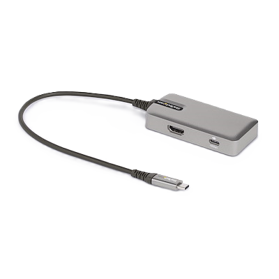 Adaptador Startech.com Multipuertos Usb C - Usb-c A Hdmi 2.0 4k 60hz, Pd Con Paso De 100w - Hub Usb De 3 Puertos De 10gbps - Mini Docking Station Usb Tipo C Portatil - Cable De 25cm