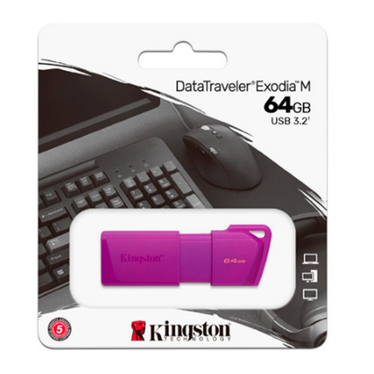 Memoria Flash Usb Kingston Data Traveler Exodia 64gb Gen 1 3.2 Tipo A Morado Neon (kc-u2l64-7lp)