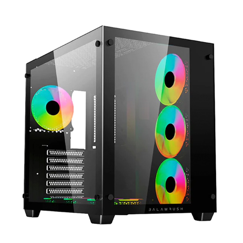 Gabinete Gamer Balam Rush Tank Pro Gm930 / Atx - Mini Torre / Micro Atx - Mini Itx / Panel Cristal Templado Removible / Ventilador Rgb / Malla Metalica / 2 X Ssd - 2 X Hdd / Negro / Br-935944