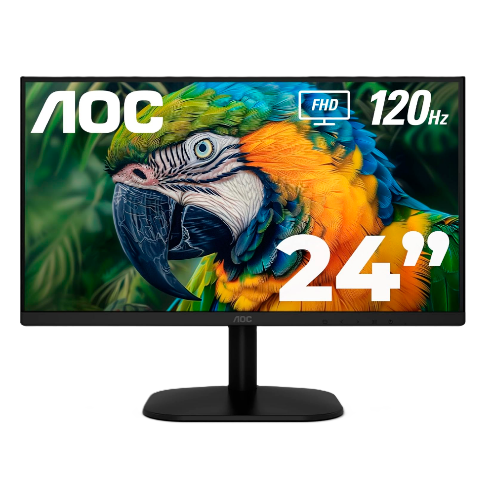 Monitor Led Aoc 24b35h3 / Color Negro / Panel Ips 23.8 / Hdmi Y Vga / Aspecto 16:9 / Tiempo D.r. 1ms / 120hz / Full Hd  1920x1080 / Vesa 100x100 Mm / Contraste 20,000,0001 / Brillo 300 Cd/m2