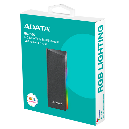 Carcasa Adata Ec700g Para Unidades De Estado Solido M.2 Pcie/sata Usb 3.2 Tipo C Windows Mac Linux Android Color Negro (aec700gu32g2-cgy)