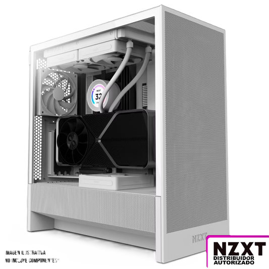 Gabinete Nzxt H5 Flow /blanco /vidrio Templado/2 Ventiladores/f120q /mid Tower /usb Tipo C /gamer