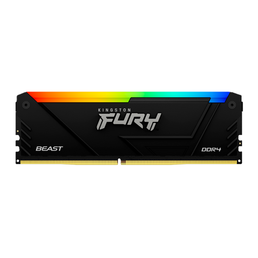 Memoria Ram Kingston Dimm Ddr4 16gb 3600mt/s Fury Beast Black Xmp Rgb Cl18 288pin 1.35v C/disipador De Calor P/pc/gamer/alto Rendimiento Kf436c18bb2a/16