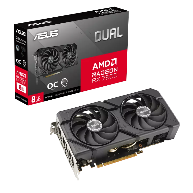 Tarjeta De Video Asus Radeon Rx7600 /pcie X16 4.0 /8gb Gddr6 /hdmi /3xdp /estandar /gama Media