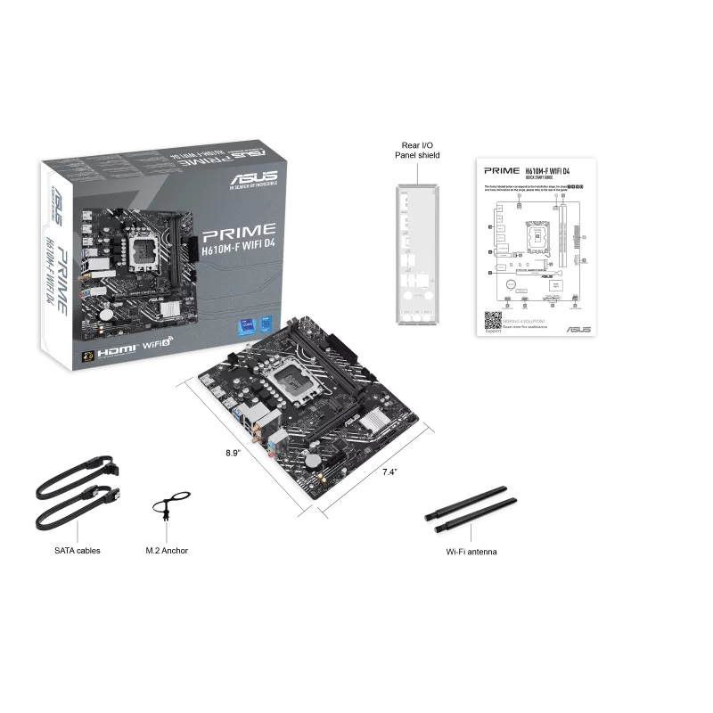 Mb Asus H610 Intel S-1700 14a Gen /2x Ddr4 3200 /2x Hdmi /m.2 /2x Usb 3.2 /wifi 6 /bluetooth /micro Atx /gama Basica