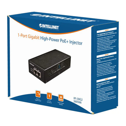 Poe Inyector,intellinet,560566, 802.3af/at 30 W Gigabit