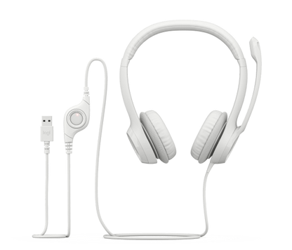 Audifonos Diadema Logitech H390 Supresion De Ruido Control De Volumen Usb Blanco