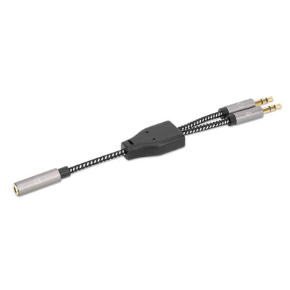 Adaptador,manhattan.356121, Audio 3.5mm 1 H A 2 M, 15cm, Cable Que Divide Audio Para Audifono Y Mic, Aluminio Plateado