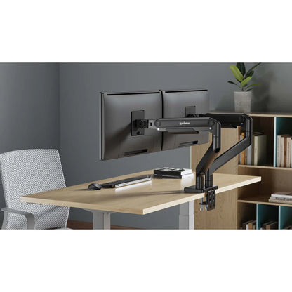 Soportes/manhattan/462587/soporte De Aluminio Con Sistema De Pistón Para 2 Monitores De 17 A 45