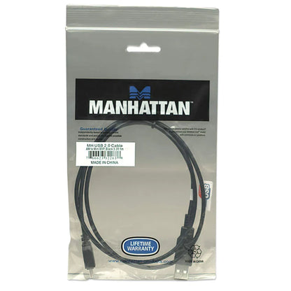 Cable Usb , Manhattan, 322638, V2.0 A-mini B 0.9m Negro