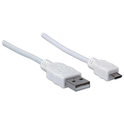 Cable Usb,manhattan,323897, V2 A-micro B, Bolsa Pvc 1.0m Blanco