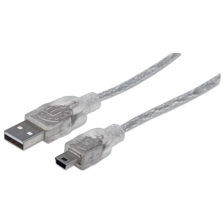 Cable Usb,manhattan,333412, V2.0 A-mini B 1.8m Plata