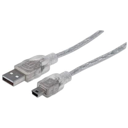 Cable Usb,manhattan,333412, V2.0 A-mini B 1.8m Plata