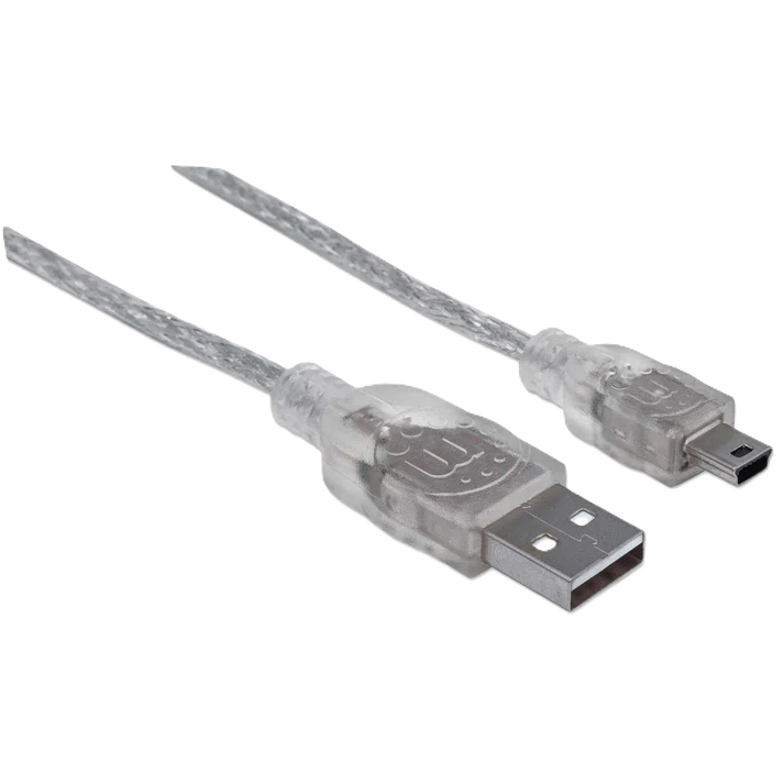 Cable Usb,manhattan,333412, V2.0 A-mini B 1.8m Plata