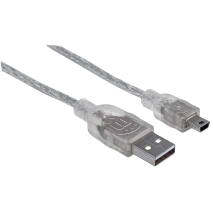 Cable Usb,manhattan,333412, V2.0 A-mini B 1.8m Plata