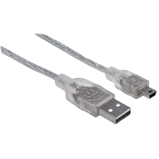 Cable Usb,manhattan,333412, V2.0 A-mini B 1.8m Plata