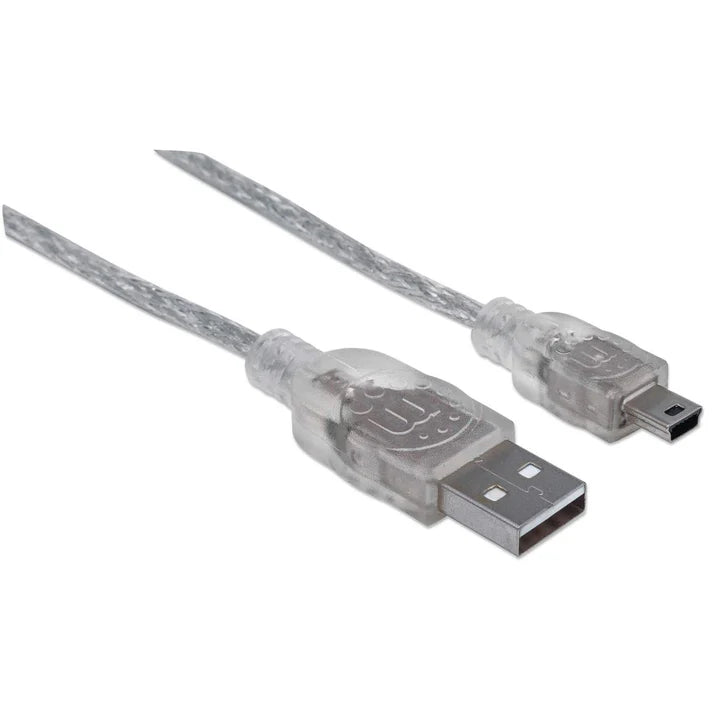 Cable Usb,manhattan,333412, V2.0 A-mini B 1.8m Plata